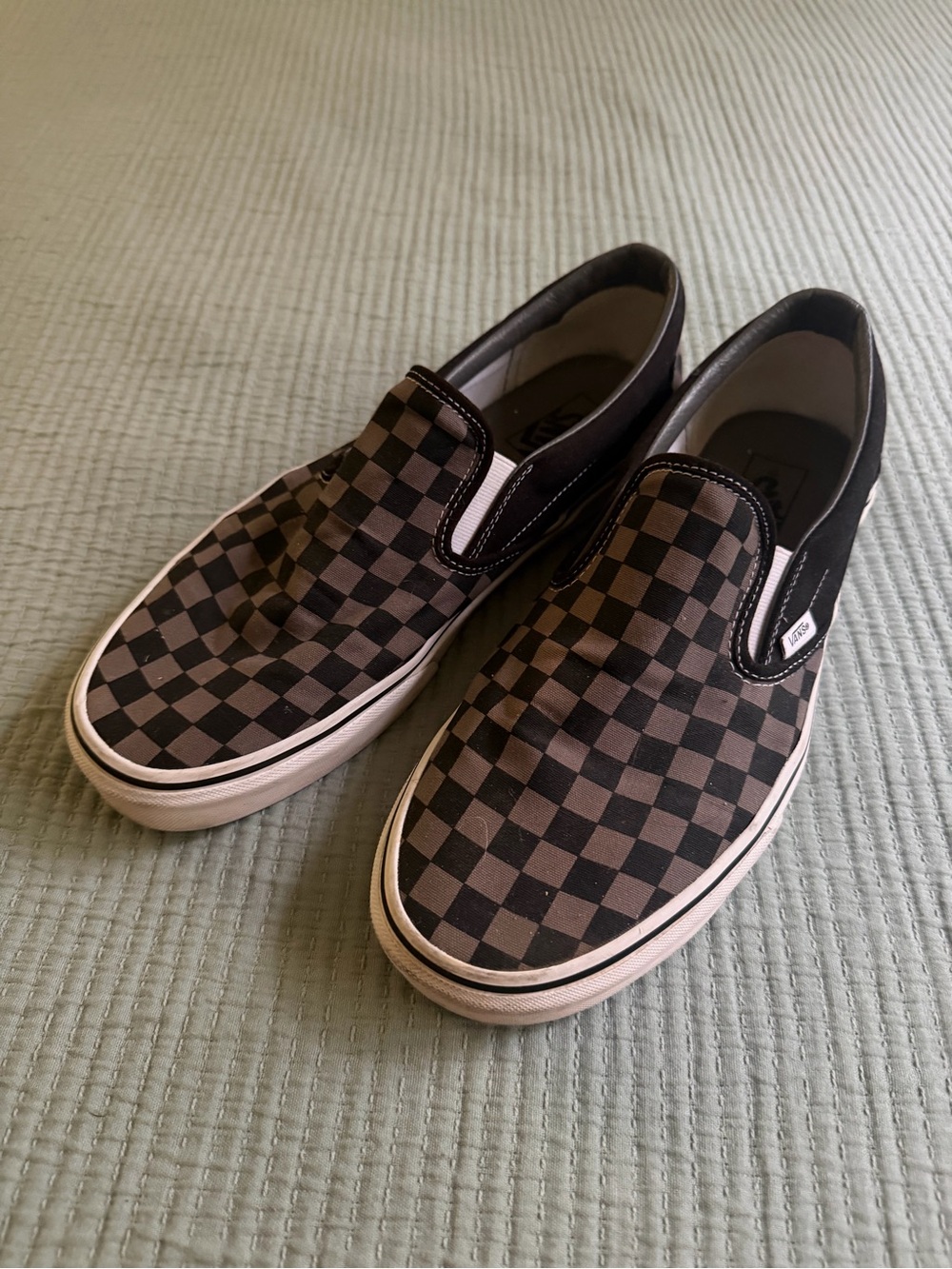 Black and Grey Checkered Vans